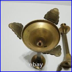 Vtg Antique Art Decor Brass Taper Candle Stick Candle Holder Ornate footed Legs