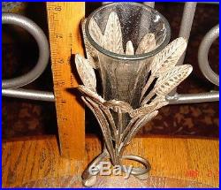 Vtg Art Deco Nouveau Engraved Relief Brass Glass Candle Holder Sconce Vase Lot 6
