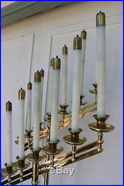 Vtg, Ave Maria 60 Yrs. Old Floor Candelabra Pr, W 14 Oil Candles, Brass, Stunning