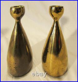 Vtg Ben Seibel Mid Century Modern Brass Candlesticks Jenfred-ware Pair Holders