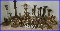 Vtg Brass Candlestick Lot of 25 Candle Holders Wedding Party Decor Waccamaw