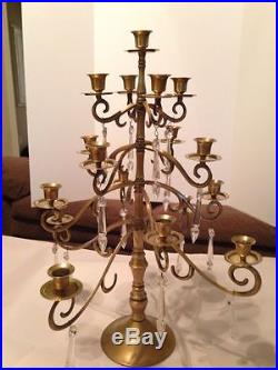 Vtg Brass Lg Ornate 17 Candles Candelabra, Hollywood Regency / Weddings