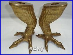 Vtg Brass Talon Claw Foot Chicken Bird Legs Candle Holders Mcm Hollywood Regency