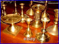 Vtg Lot (13) Brass Candlesticks Taper Candle Holders Mix Match Wedding Party Fun