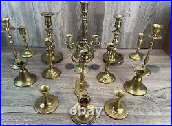 Vtg Lot 16x To 11 Brass Candlestick Holders Various Styles Pairs Wedding Party