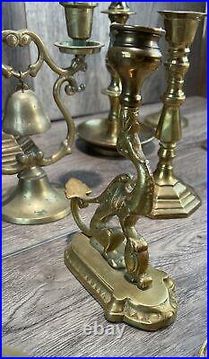 Vtg Lot 16x To 11 Brass Candlestick Holders Various Styles Pairs Wedding Party