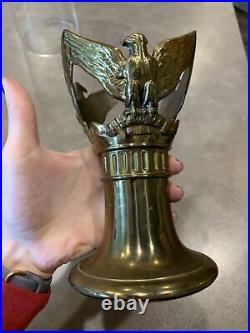 Vtg Lot Of 2 PM Craftsman Brass Eagle Candle Holder Glass Hurricane Philadelphia