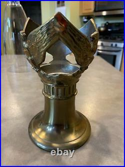 Vtg Lot Of 2 PM Craftsman Brass Eagle Candle Holder Glass Hurricane Philadelphia