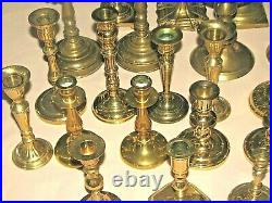 Vtg Mixed Lot 21 BRASS Candlestick Holders Candles Some Va Metalcrafters