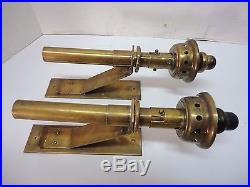 Vtg. Pair of Brass Spring Loaded Wall Sconces Candle Holders Denmark Steampunk