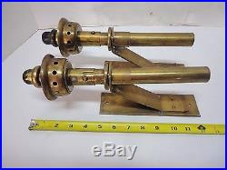 Vtg. Pair of Brass Spring Loaded Wall Sconces Candle Holders Denmark Steampunk