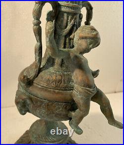 Vtg Victorian Cherub Brass Candlestick Holder Boy Pricket Metal Sculpture 16