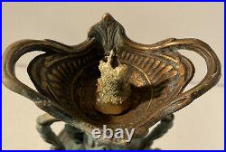 Vtg Victorian Cherub Brass Candlestick Holder Boy Pricket Metal Sculpture 16