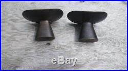 Vtg modern 50s 60s estate mcm Carl Aubock pair solid brass candle holders 3469