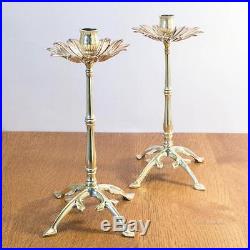 W. A. S. BENSON Pair of Arts and Crafts Brass & Copper Candlesticks Candle Holders
