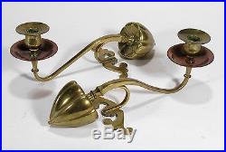 W. A. S. Benson pair Candleholders Brass English Arts & Crafts Aesthetic Movement