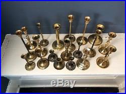 WOW! Lot Of 20 Vintage Brass Candlestick Holders Wedding Party Home Decor Patina
