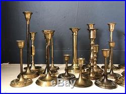 WOW! Lot Of 20 Vintage Brass Candlestick Holders Wedding Party Home Decor Patina
