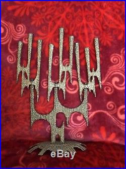Wainberg Vintage Brass Brutalist Menorah Jerusalem Israel Candle Holder