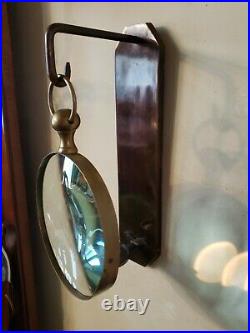 Wall Mount Candle Sconce With Hanging Magnifying Glass BRASS ANTIQUE 12 4504