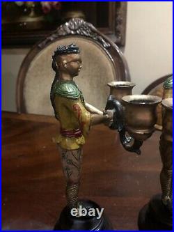 Warrior Men Brass Or Bronze Two Candle Holder