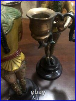 Warrior Men Brass Or Bronze Two Candle Holder