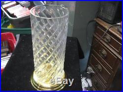 Waterford Crystal 12-1/2 Hurricane Candle Holder with Brass Base