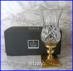 Waterford Crystal & Brass 11Tall Lismore Hurricane Lamp Candle Holder Boxed