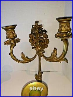William Tonks & Sons Antique Victorian Brass RARE Triple Candle Sconces