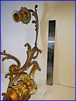 William Tonks & Sons Antique Victorian Brass RARE Triple Candle Sconces