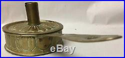 Wonderful Antique Primitive 18th C Hammered Brass Candle Holder Box, Dated 1702