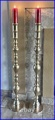 XL Brass Floor Candlestick Vintage Altar Candle Holder Pillar Candleholders 39