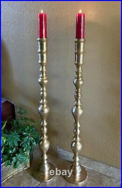 XL Brass Floor Candlestick Vintage Altar Candle Holder Pillar Candleholders 39