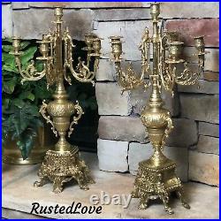 XL Brass Large Candelabras 6 Arm Vintage Candle Holders Ornate Italian