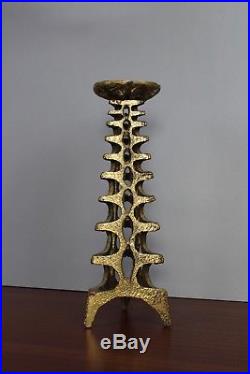 XXL 50cm Brutalist Brass Candle Holder Kerzenleuchter Mid-20th Century 6,3 Kg