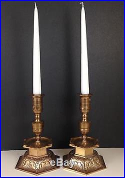 Ystad Metall Solid Brass Candlesticks Baroque Traditional Style Sweden Octagon