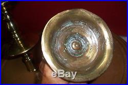 (lqqk) Antique Near Pair 16th/17th Century Brass Candle Holder/candlestick